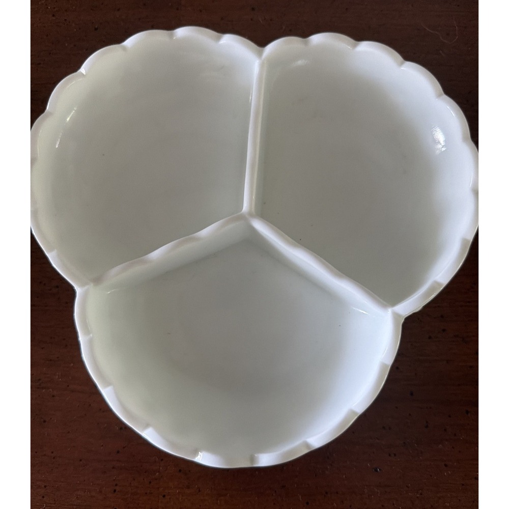Fenton Milk Glass Hobnail Divided Relish/Candy/Vanity/Dish Vintage, White CG49